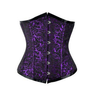 Corset Queen Shiloh Underbust Corset royal purple black floral brocade size 40